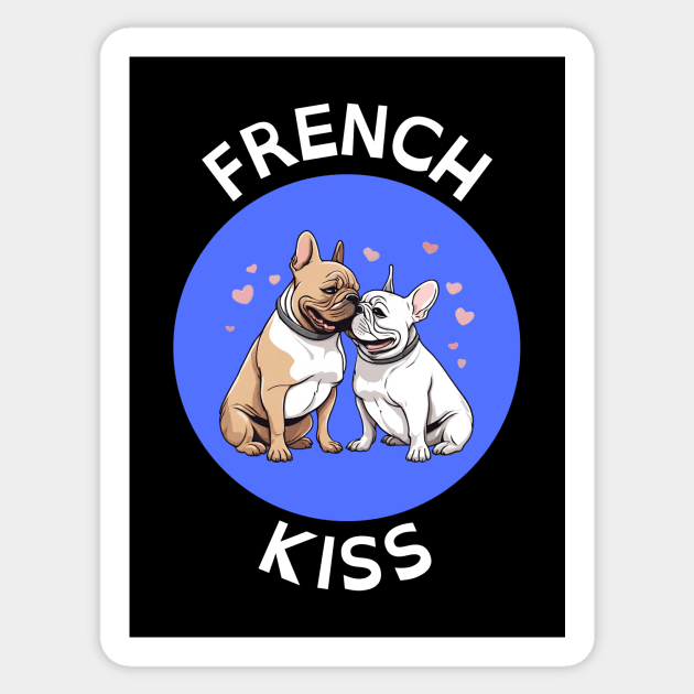 French Kiss | French Bulldog Pun Sticker by Allthingspunny